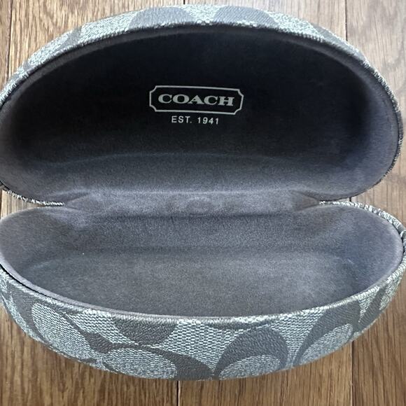 Coach Eyeglass Case Hard Clam Shell Logo Glasses or Sunglasses Khaki/Brown - Picture 7 of 7
